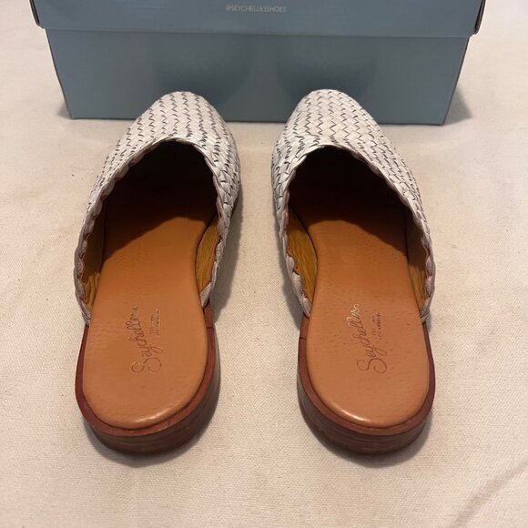 Seychelles Places To Go Size 8.5 White Leather Woven Slip-On Mules Comfort Casua - Picture 6 of 15